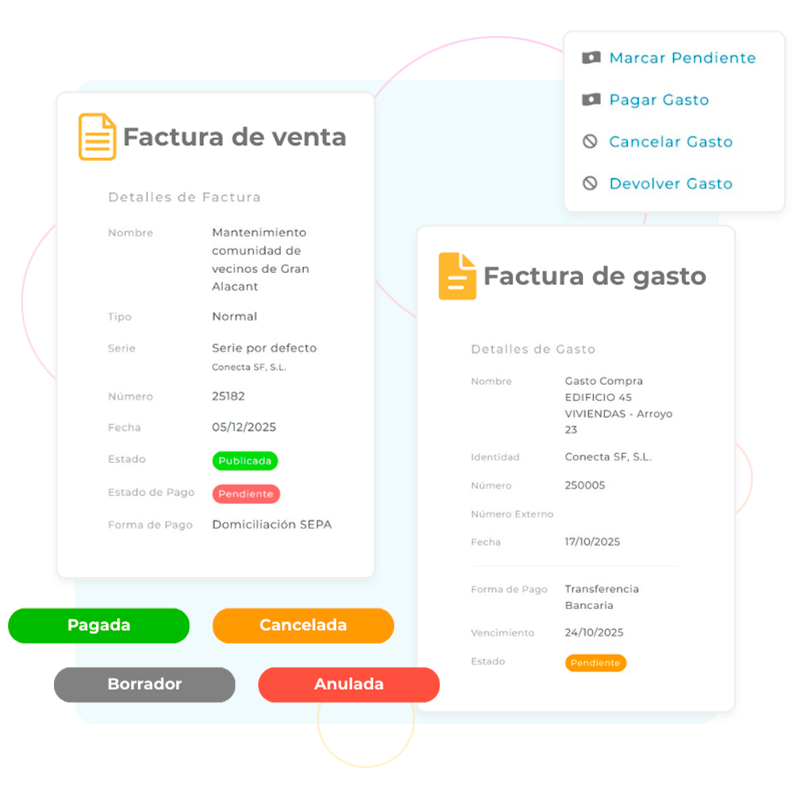 Gestión de facturas de venta y gasto